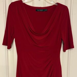 NWOT Lauren Ralph Lauren Rich Red Midi Dress